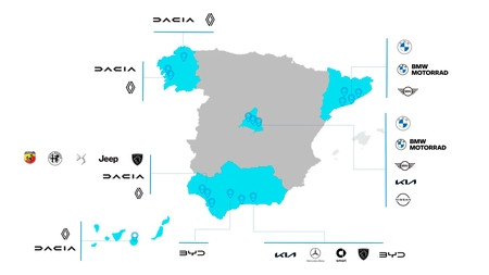 Mapa concesionarios y marcas Caetano Retail Espau00f1a