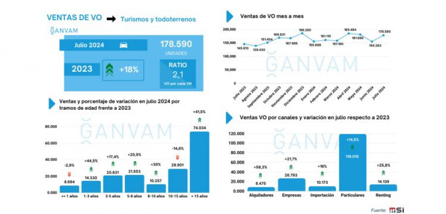 Ventas turismos ocasion julio2024