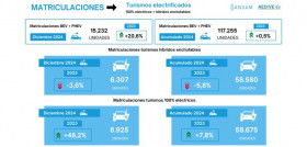 Ganvam matriculaciones vehiculos electrificados diciembre 2024